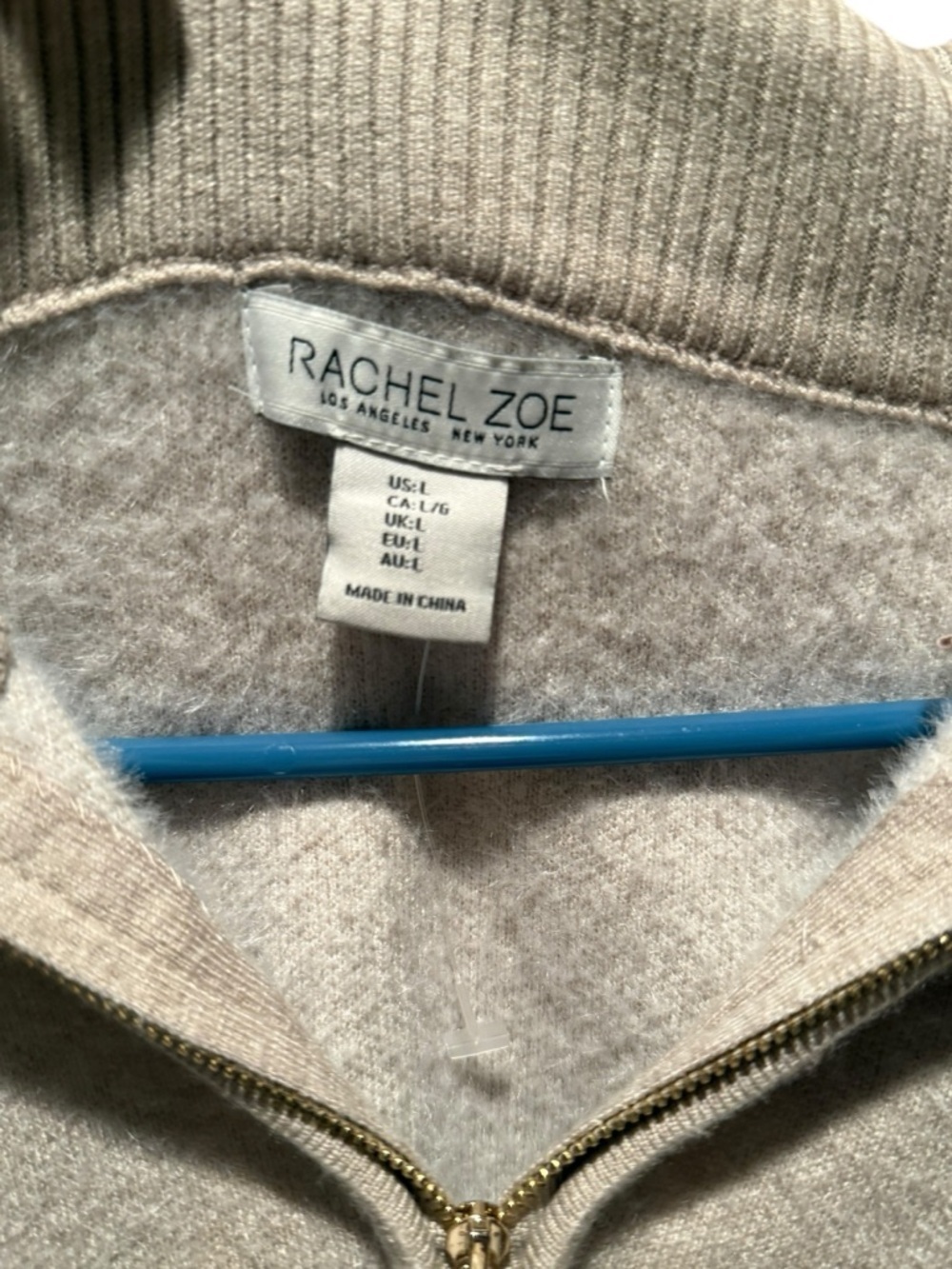 Rachel Zoe Beige Half-Zip Snowflake Sweater - Picture 4 of 5
